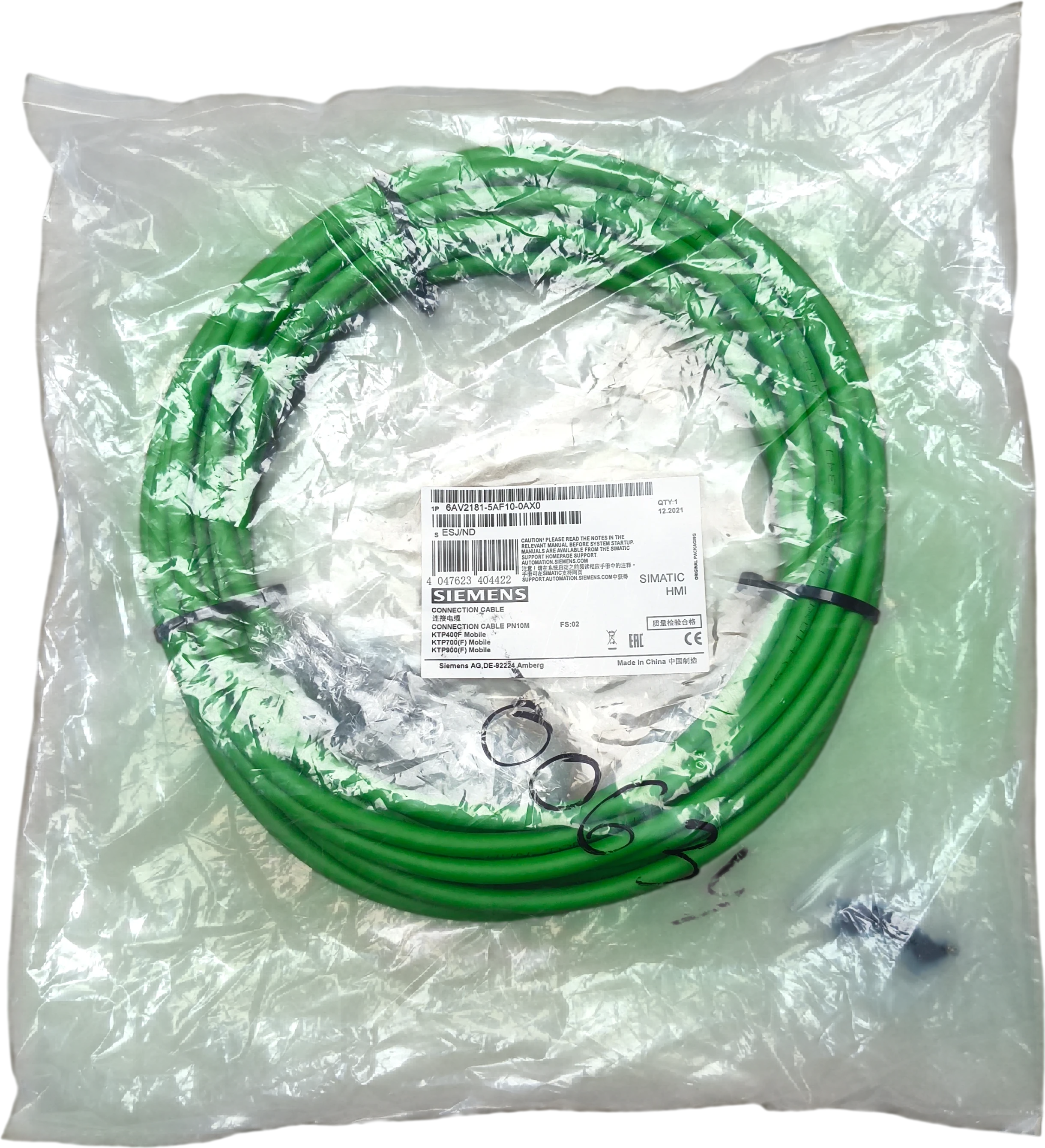 Siemens 6AV2181-5AF10-0AX0 CONNECTING CABLE 10M KTP MOBILE — General Accessories